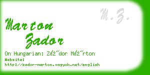 marton zador business card